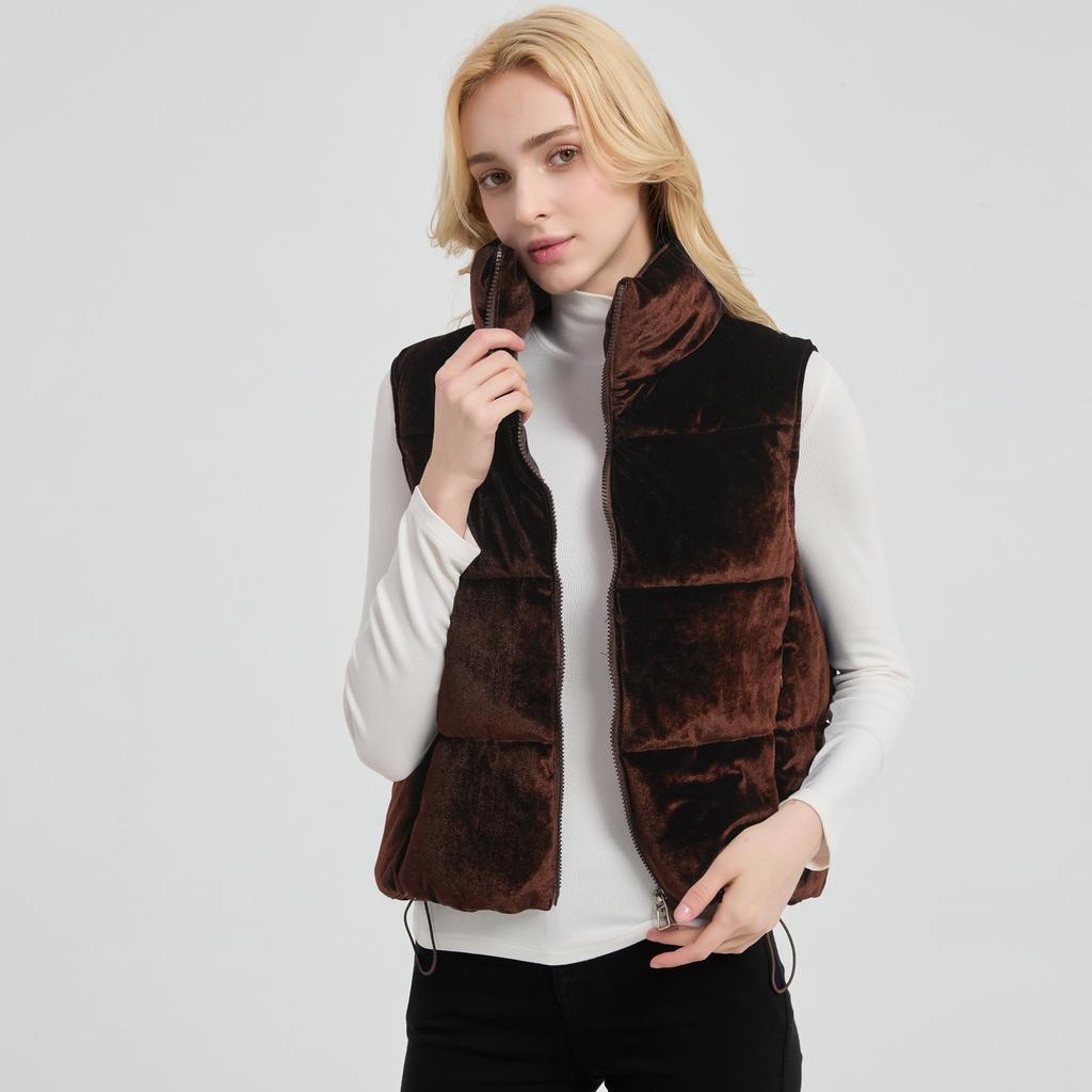 Fashion and leisure new cotton vest solid color vest corduroy women's cotton warm winter coffee