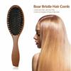 Natural Boar Bristle Hair Brush Anti Static Scalp Massage Comb with Wooden Handle for Long Thick Curly Hair