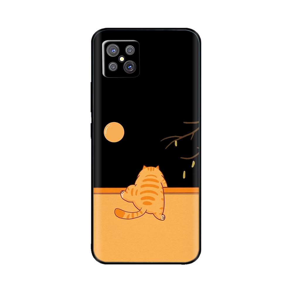 For Oppo Reno4 Z 5G Case Cute Cartoon Painted Black Silicone Soft TPU Back Cover For OPPO A92S Phone Back Bumper Shell Bag Coque