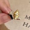 PONYKISS Sterlingsilber 18 Karat Gold Croissant Öffnungsringe für Damen Trendige Lebensmittel Feine Persönlichkeits-Accessoires