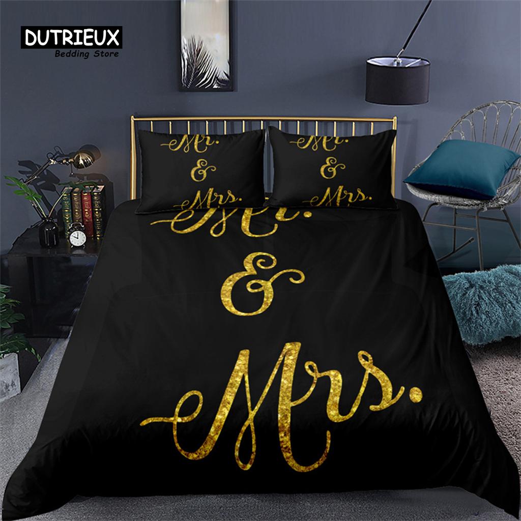 Love Words Duvet Cover Set Romantic Couple Bedding Set Microfiber 3D Love Heart Comforter Cover Single Double Full Queen Size