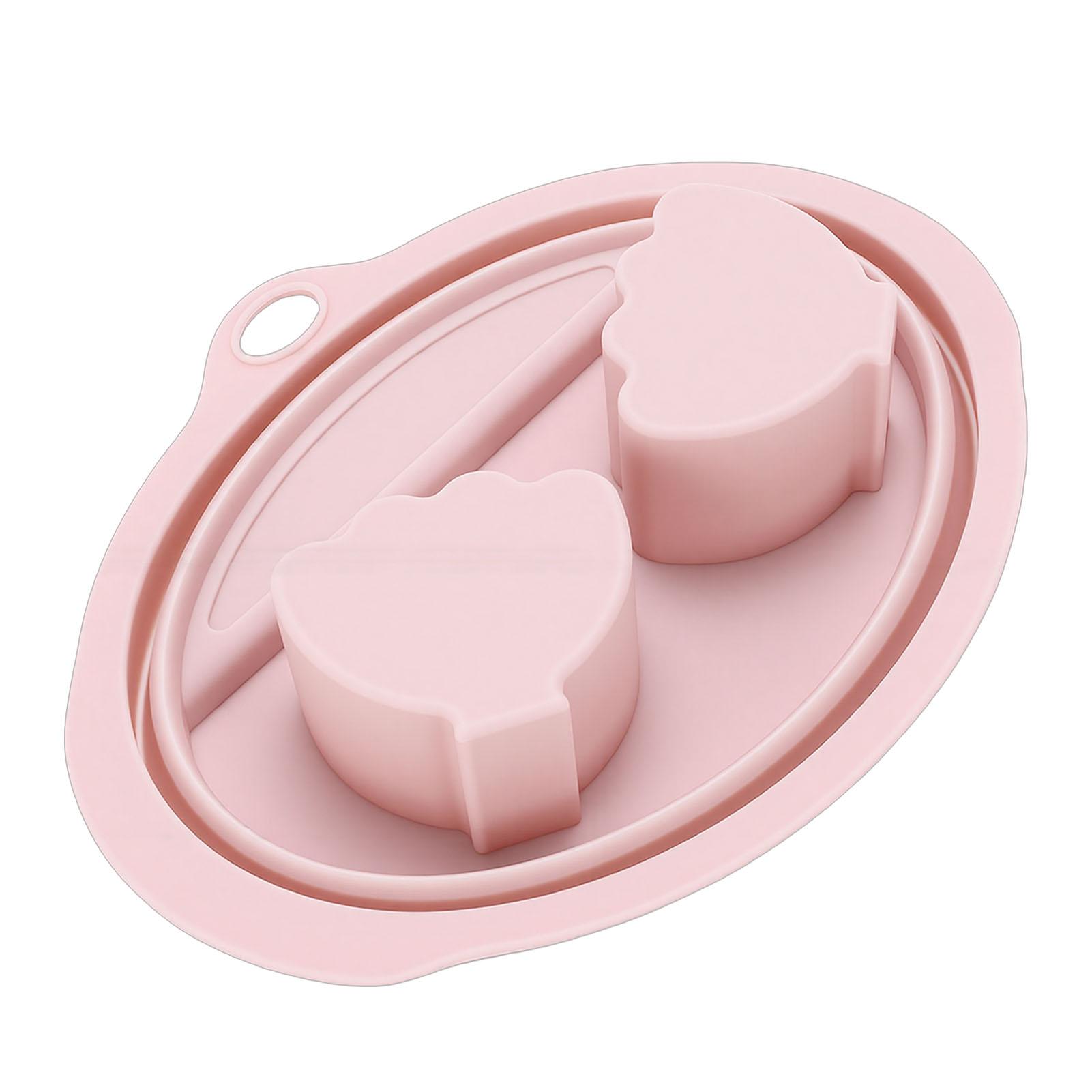 Silicone Dual Nail Soaking Bowl Nail Polish Dip Powder Remover Manicure Bowl with Tool Slot Pink