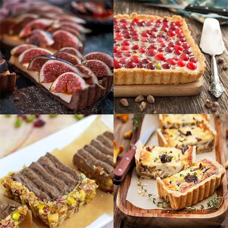 6Pcs Mini Tart Pan Set Rectangular Non-Stick 4 Inch Quiche Pan Loose Removable Bottom Tart Pan Pie Pizza Cake Mold Bakeware