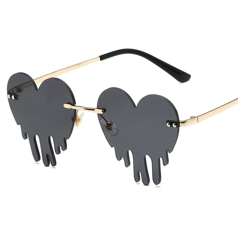 

Fashion Creative Heart Unique Luxury Women Rimless Sunglasses Sun Glasses Tear Shape чорний