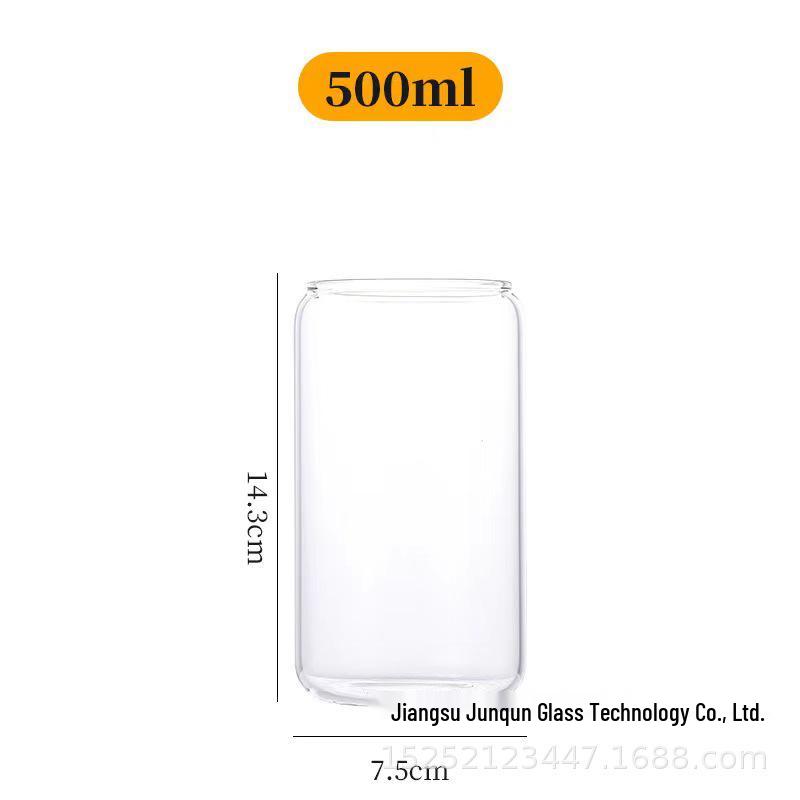 Creative Transparent Glass Pull-Tab Beverage Cup - High Borosilicate Ins Style for Women 501-600ml