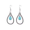 Ethnic Vintage Blue Beads Waterdrop Round Earrings for Women Boho Creative Geometric Silver Color Dangle Earrings Jhumka Jewelry