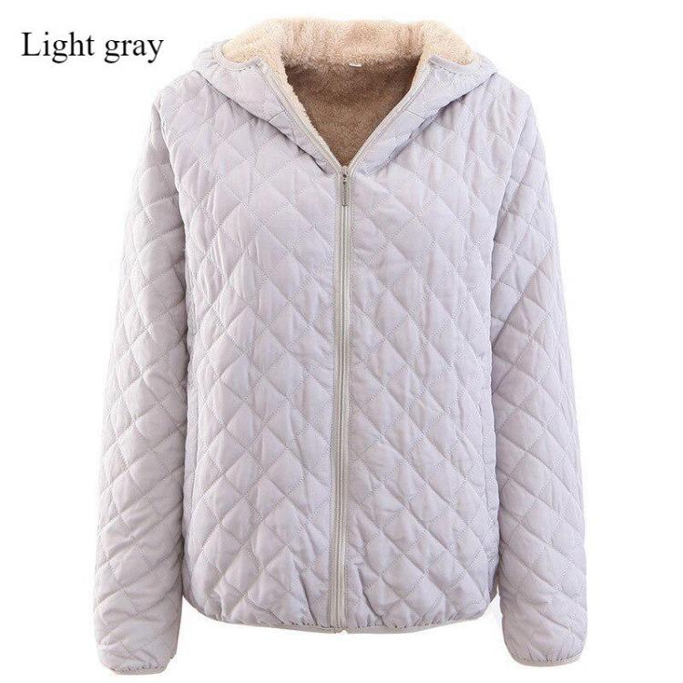 

Women Fashionable Thickened Warm Cotton Coat Solid Color Casual Slim Fit Large Size Wool Hooded Top S світло-сірий колір