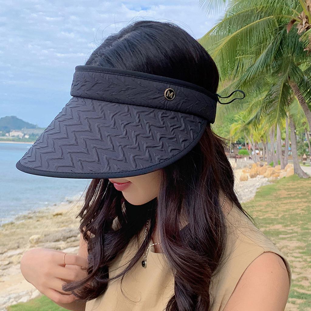 Women Sun Hats Summer Fashion Large Brim Empty Top Casual Sport Beach Sun Visor Hat For Outdoor Cycling