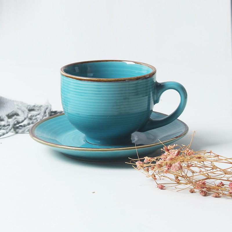 Ceramic Coffee Cup And Plate Set Creative Gradient Sets Japanese Home Use Personality Gilded Gold Milk Cup Dish