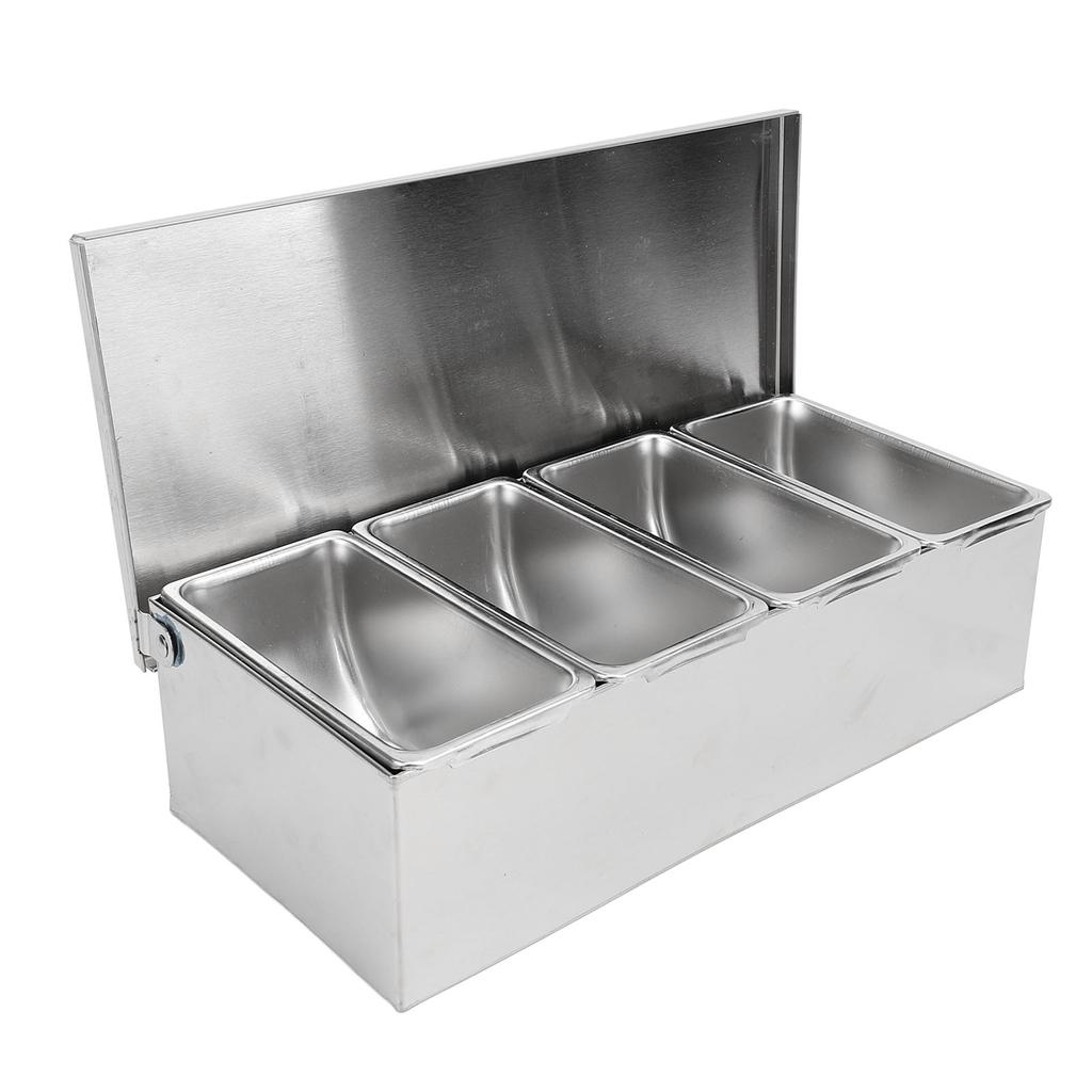 Contenitore per spezie con coperchio a ribalta, contenitore per spezie in acciaio inossidabile 304, organizer da cucina multi-scomparto