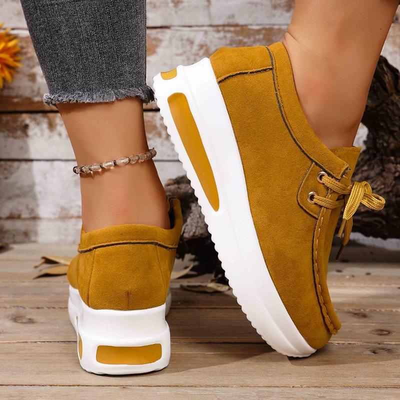 Cross-border foreign trade large size new European and American platform loafers front lace-up wedge heel casual outer shoes