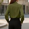Women's Fashion -Color Button-Down Tie-Front Long-Sleeve Shirt Loose-Fit Top