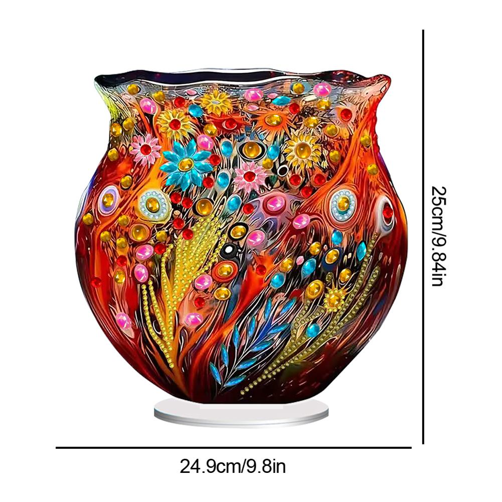 2D/Flat Art Vase DIY 5D DIY Diamond Art Tabletop Decorations Diamond Painting Desktop Decorations for Home Office Desktop Decor