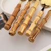 16 PCS Bamboo Handle Flatware Set, Stainless Steel Silverware Set for 4, Knives Forks Spoons and Tea Fork Set, Use For Home Kitchen Party and Travel