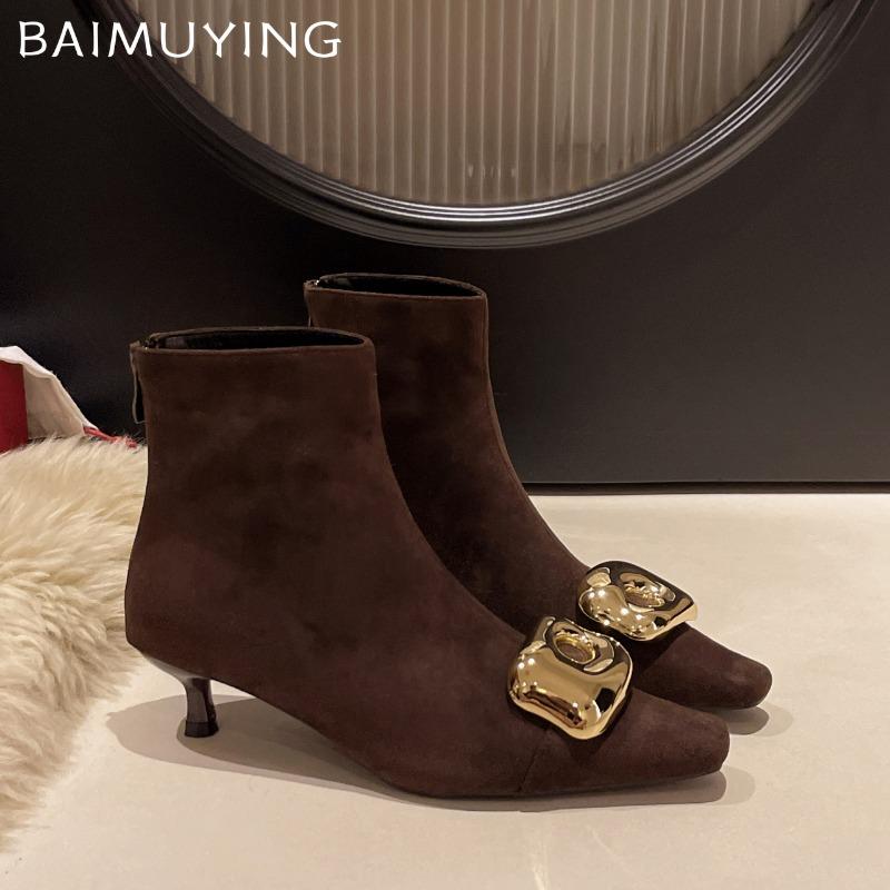 High Heels Suede Ankle Boots Women Luxury Pointed Toe Shoes Woman Winter 2025 Trend Elegant Sexy Pumps Snow Chelsea Botas Mujer