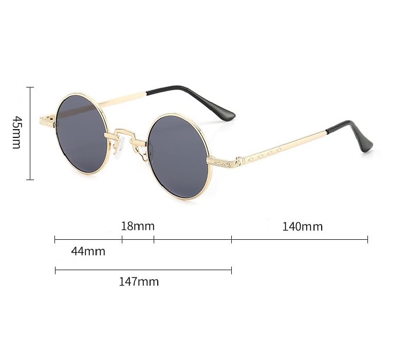 [Karokak] Round Glasses, Retro Metal, Popular, Stylish, Fashionable, Driving, Small, Fashion Glasses, Sunglasses, Men's & Women's, UV400, Unisex
