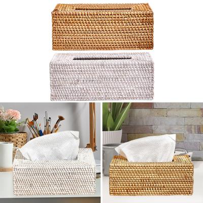 Rattan Taschentuchbox Serviettenhalter Taschentuchspender Organizer Papieraufbewahrung