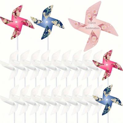 10pcs Sublimation Blank Pinwheels DIY White Pinwheels Painting Party Favors Pinwheels