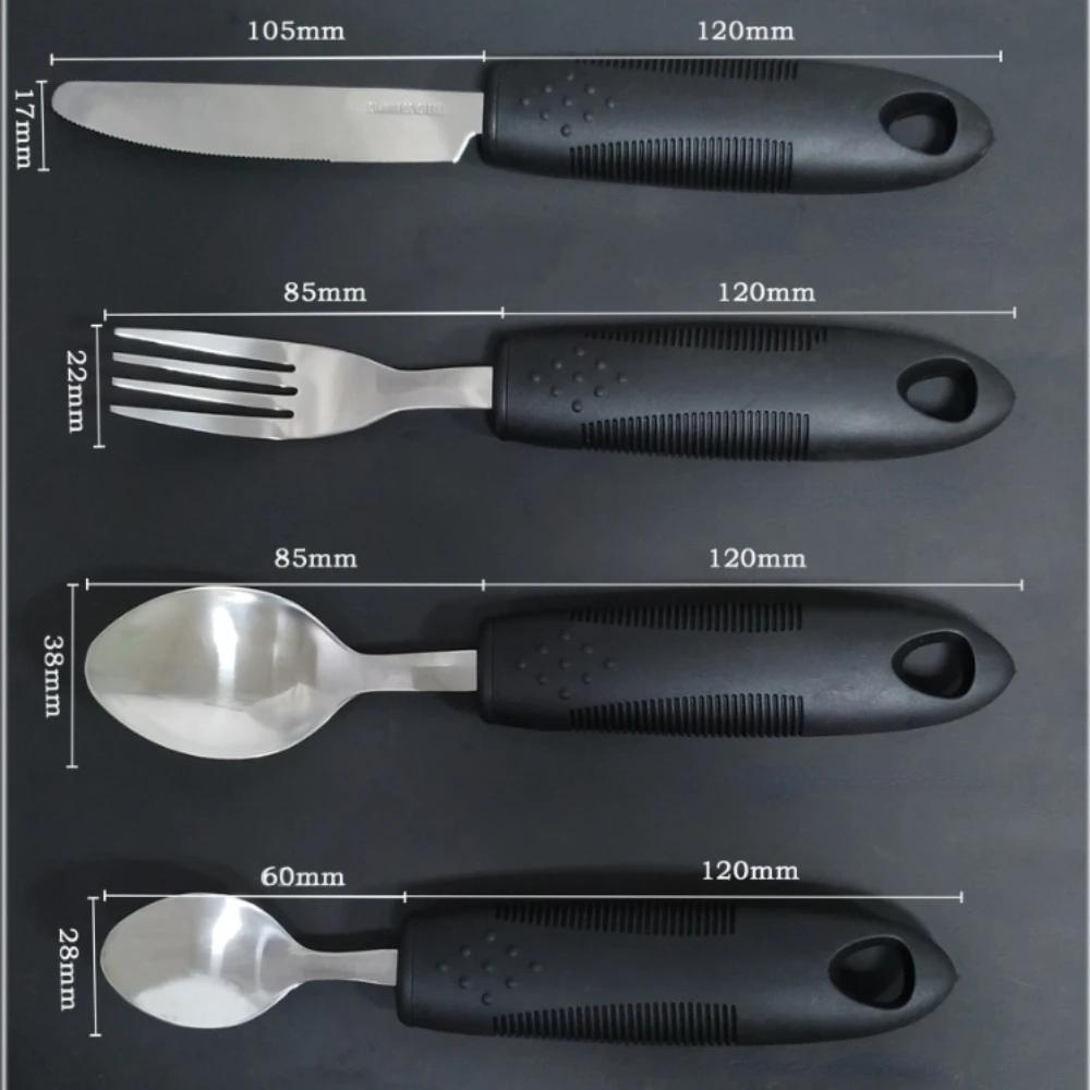 Weicher Gummigriff Anti-Shake Adaptives Besteck Behindert Ältere Edelstahl Messer Gabel Löffel Rehabilitation Esshilfe Set