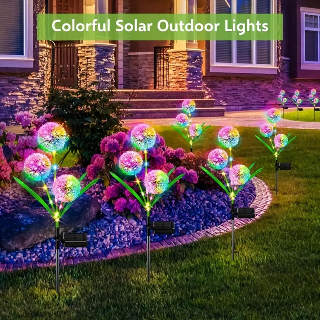 Solar Powered Dandelion Simulation LED Lights, Courtyard Garden Decorative Lights, Outdoor Lawn Landscape Ground Mounted Lights