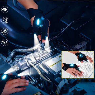 2 PCS Led Waterproof Flashlight Gloves Gloves With Led Lights Suitable For Fishing Maintenance Work And Cycling Practical And Durable Lighting Gloves