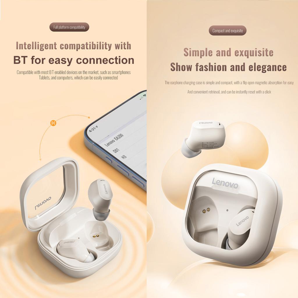 Lenovo EA200 InEar Wireless Earbuds Smart Noise Canceling BT Headphones with Dual Modes Audio