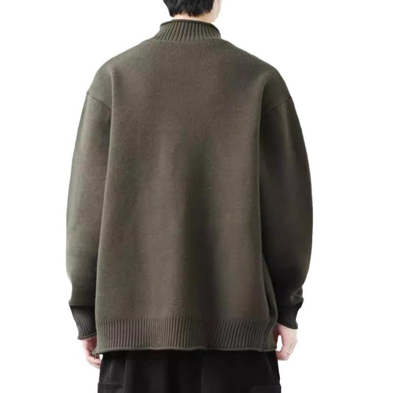 Men Stand Collar Loose Long Sleeve Knitted Cardigan Casual Outerwear