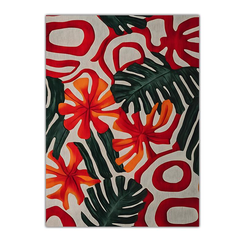 Boho Tropical Plant Wall Art, Vintage Jungle Leaves Canvas Painting, Botanical Poster Prints for Living Room Bedroom Wall Decor