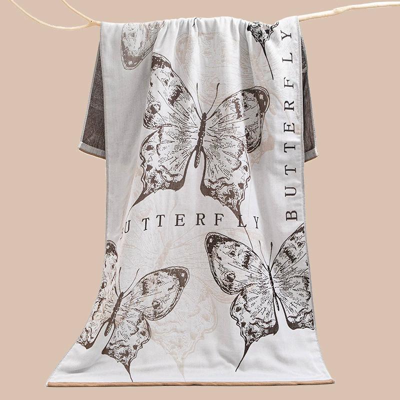 Cartoon Strawberry Cotton Big Towel for Bath for Kids Men Women Bathroom Luxury Five-layer Gauze Super Absorbent Towel 80×160CM