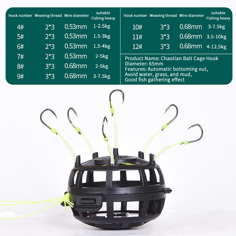Schnurhaken Angelköderkorb 6 Haken Kohlenstoffstahl Vorfach Futterkorb Blei Design Quadratische Köderform Angel-Federköderkorb