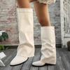 New Women's Shoes: Pointed-toe Thigh-high Straight Thigh-high Boots, Plus-size Chunk-heeled Women's Boots