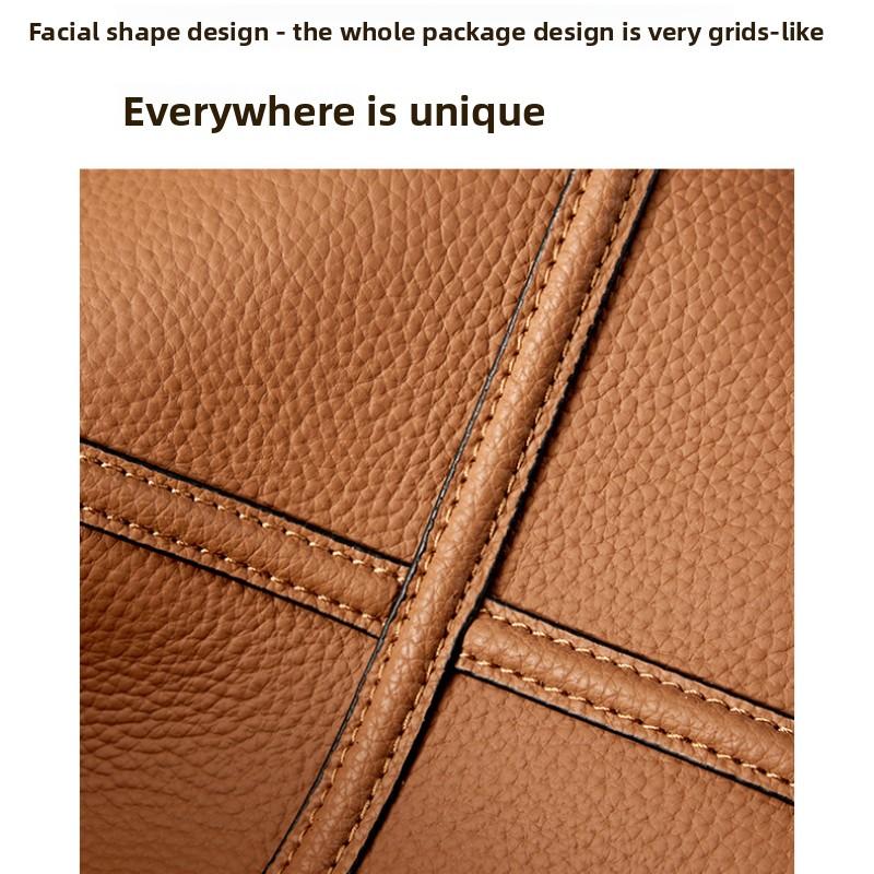 Niche Texture Versatile First-layer Cowhide Commuting Large-capacity Bucket Bag Elegant Single Shoulder Oblique Span Bag