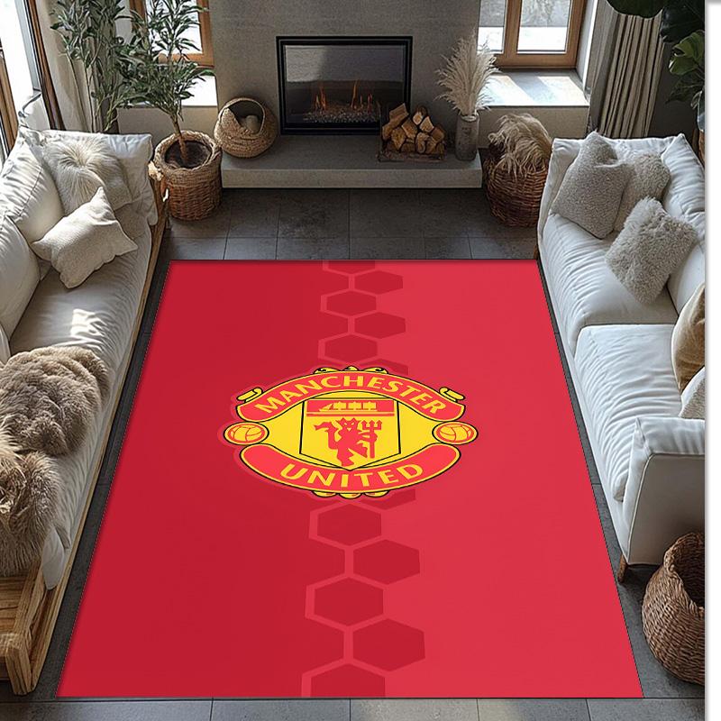 Manchester United Theme rug Soft Crystal Velvet Area Rug Non-Slip Floor Carpet for Living Room Bedroom Nursery