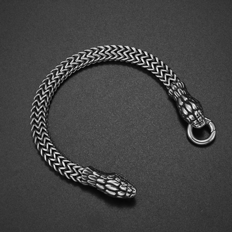 Titanium Steel Zodiac Snake Double-Head Bracelet - Hip-Hop Vintage Style