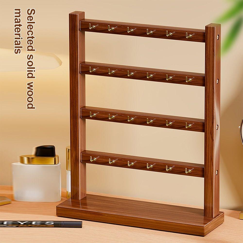 Wooden Bracelets Display Rack with Hooks Spacious Jewelry Holder Display Practical Aesthetic Necklace Holder for Trade Show