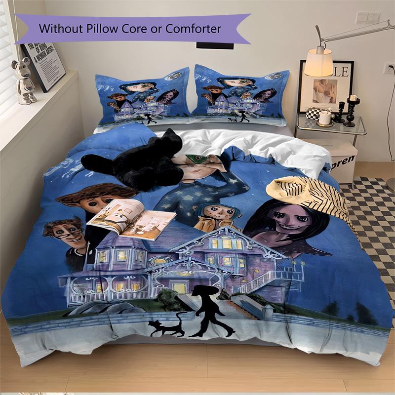 Moonlit Mansion Print 3Pcs Bedding Setduvet Cover With 2 Bedropillowcase Home Birthday Gift