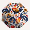 1pc Rooster Floral Pattern Automatic Folding Umbrella, Portable & Foldable Design with 8 Ribs, Casual Outdoor Accessory Halloween and Christ
