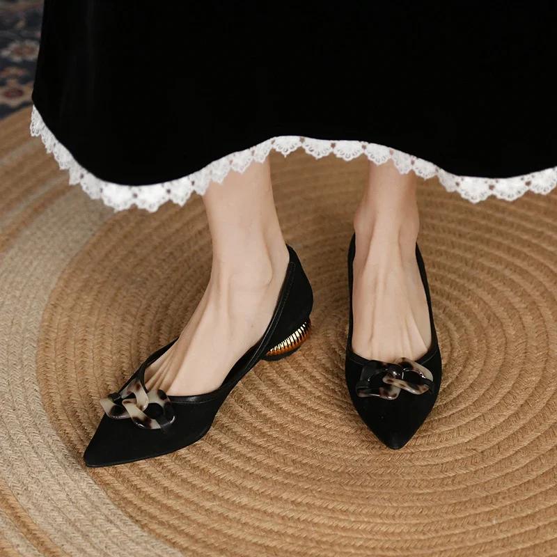 Moda Damskie Buty 2024 Gorąca Sprzedaż Płaskie Damskie Baleriny Moda Panterka Biurowe i Kariera Seksowne Szpilki ze Szpiczastym Noskiem Kobiety Zapatos