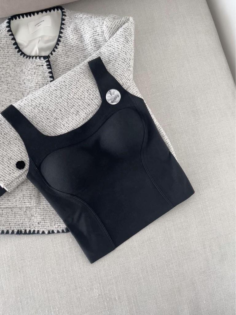 Kašmírově hedvábná bezešvá dámská zeštíhlující vesta s pevnými košíčky