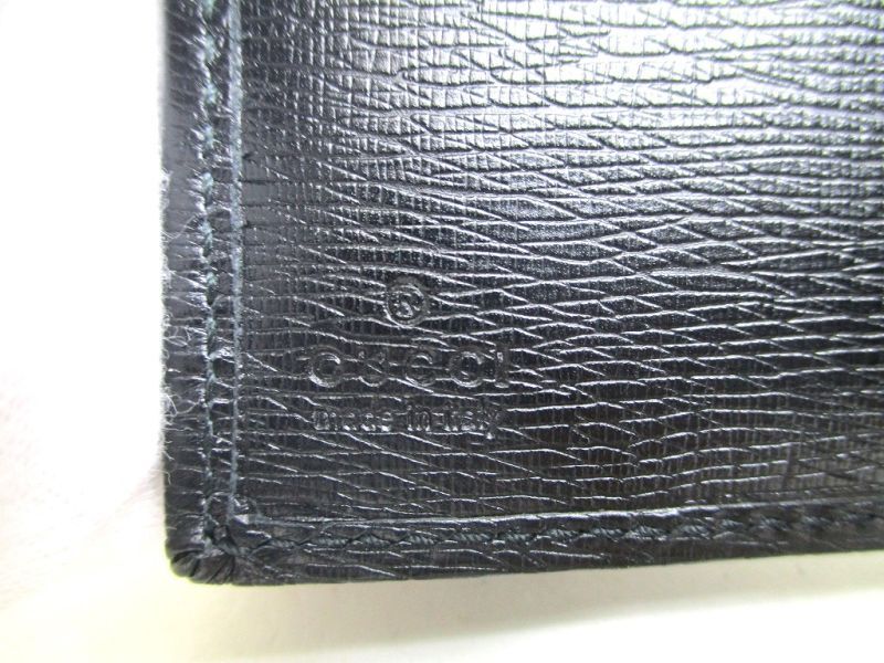 Authentic GUCCI GG Canvas Black Leather Bifold Wallet Compact Wallet #a187  Refurbished