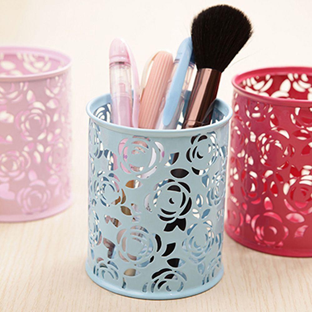 Buy DIY Living Room Container Chic Metal Cylinder Hollow Rose Flower