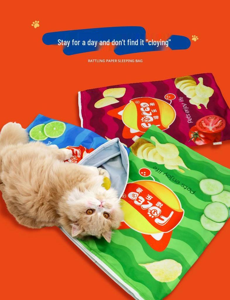Cat Sleeping Bag: Self-Amusing Semi-Enclosed Tunnel Toy with Pendant for Kitten Boredom Relief
