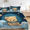 3pcs Anime Teddy Bear Bedding Set - Includes One Quilt Cover and Two Pillowcases (No Core) - Home Decor, Festival Gift, Polyester Fabric - S