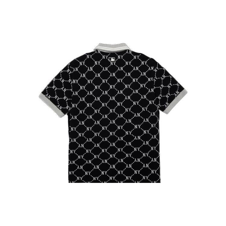 New MLB Base Logo Polo Shirt Men's Black 3LPQM3023-50BKS