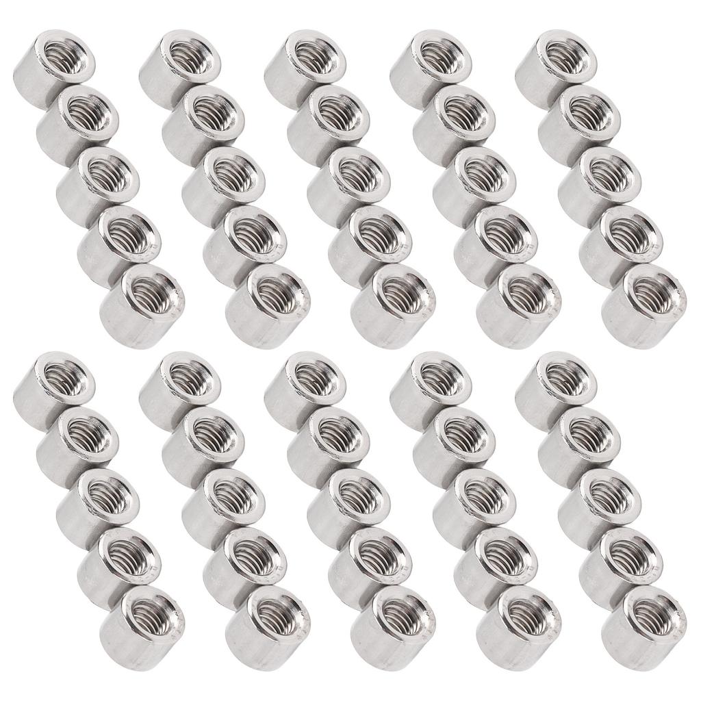 50 Stück Runde Verbindungsmutter Innengewinde 304 Edelstahl M6 Verbindungsmutter für Heimdekoration