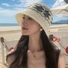 Women Hollow Crochet Bucket Hat Knit Fisherman Cap Lightweight Wide Brim Sun Hat for Summer Beach Outdoor Travel Daily Casual Sun Protection