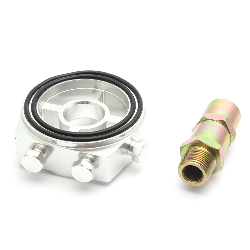 Universal Aluminum Oil Filter Sandwich Plate Thread Adapter, Oil Cooler Pressure Temp Gauge Adapter Kit
