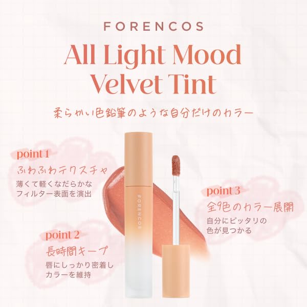FORENCOS Alright Mood Velvet Tint 3.2g, Semi-Matte, Highly Moisturizing Tinted Lipstick (03 Hearty, Default)