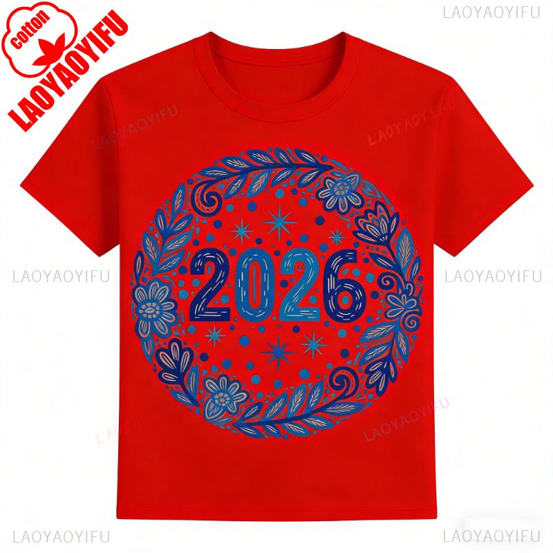 

Nouvel An New Year 2026 Unisex TShirt Loose Allmatch Casual Style Crewneck Commuter Graphic Tshirts Shortsleev S