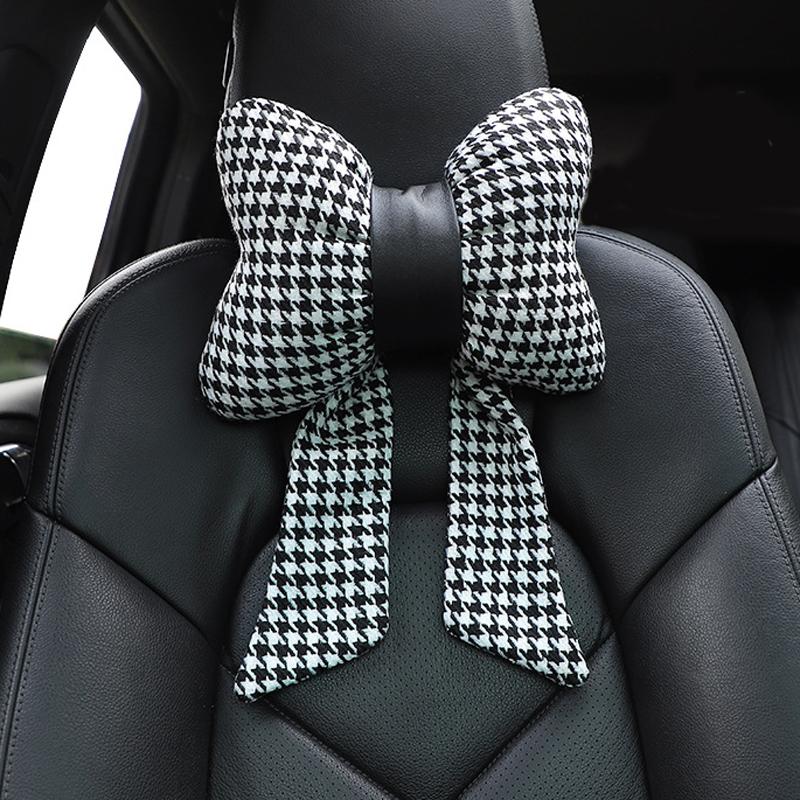 Creative Bowknot Shape Car Neck Pillow Female Cute Car Seat Headrest Support Waist Pillows Sofa Auto Interior Ornaments